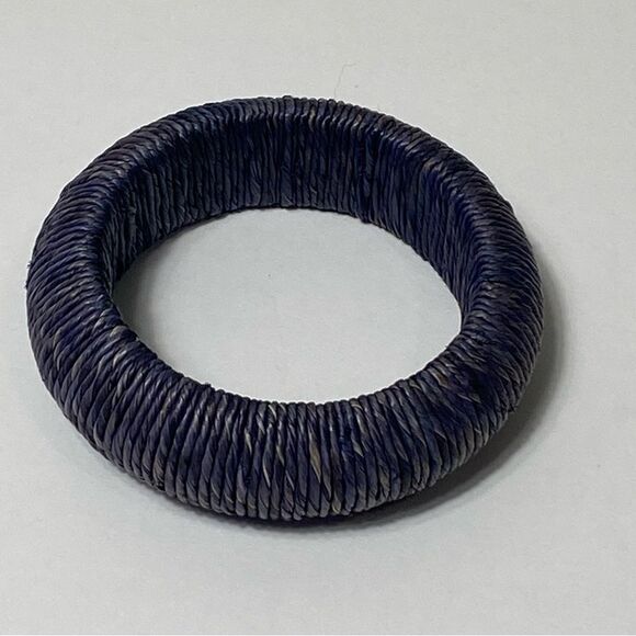 Women's Blue Denim Textured Boho Bangle Bracelet - Picture 3 of 10